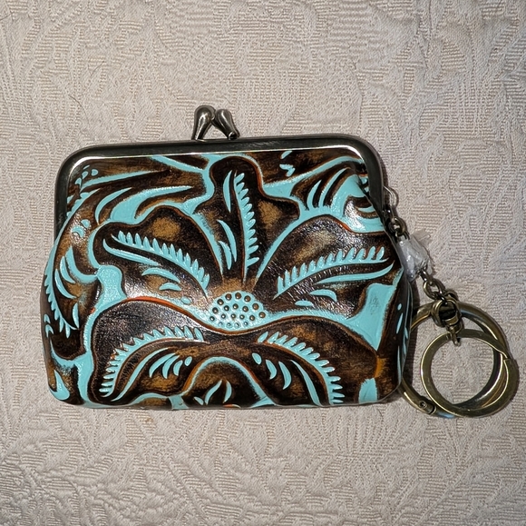 Patricia Nash Borse Tooled Leather Coin Purse in Burnished Turquoise - Picture 4 of 11